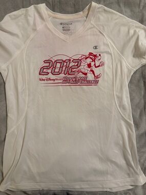 Champion White Short Sleeve Tee with Red Goofy Graphic